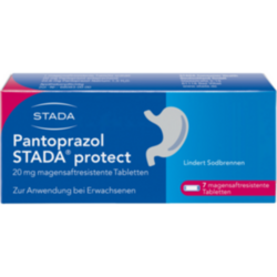 Verpackungsbild (Packshot) von PANTOPRAZOL STADA protect 20 mg magensaftres.Tabl.