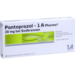Verpackungsbild (Packshot) von PANTOPRAZOL-1A Pharma 20mg bei Sodbrennen msr.Tab.
