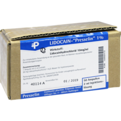 Verpackungsbild (Packshot) von LIDOCAIN Presselin 1% Injektionslösung Ampullen