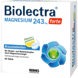 Verpackungsbild (Packshot) von BIOLECTRA Magnesium 243 mg forte Zitrone Br.-Tabl.