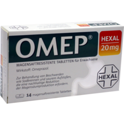 Verpackungsbild (Packshot) von OMEP HEXAL 20 mg magensaftresistente Tabletten