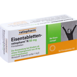 Verpackungsbild (Packshot) von EISENTABLETTEN-ratiopharm N 50 mg Filmtabletten
