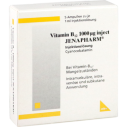 Verpackungsbild (Packshot) von VITAMIN B12 1000 μg Inject Jenapharm Inj.-Lsg.Amp.