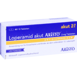 Verpackungsbild (Packshot) von LOPERAMID akut Aristo 2 mg Tabletten