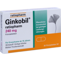 Verpackungsbild (Packshot) von GINKOBIL-ratiopharm 240 mg Filmtabletten