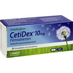 Verpackungsbild (Packshot) von CETIDEX 10 mg Filmtabletten