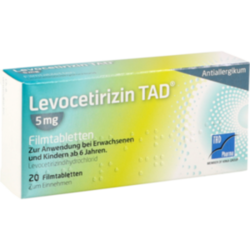 Verpackungsbild (Packshot) von LEVOCETIRIZIN TAD 5 mg Filmtabletten