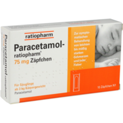 Verpackungsbild (Packshot) von PARACETAMOL-ratiopharm 75 mg Zäpfchen