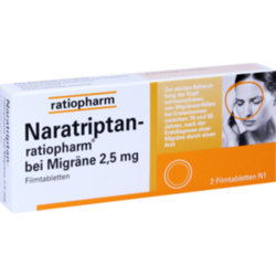 Verpackungsbild (Packshot) von NARATRIPTAN-ratiopharm bei Migräne Filmtabletten