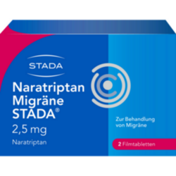 Verpackungsbild (Packshot) von NARATRIPTAN Migräne STADA 2,5 mg Filmtabletten