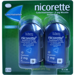 Verpackungsbild (Packshot) von NICORETTE freshmint 2 mg Lutschtabletten gepresst