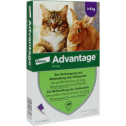 Verpackungsbild (Packshot) von ADVANTAGE 80 mg f.gr.Katzen u.gr.Zierkaninchen