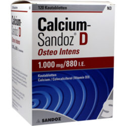 Verpackungsbild (Packshot) von CALCIUM SANDOZ D Osteo intens Kautabletten