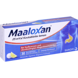 Verpackungsbild(Packshot) von MAALOXAN 25 mVal Kautabletten lemon