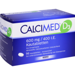 Verpackungsbild (Packshot) von CALCIMED D3 600 mg/400 I.E. Kautabletten