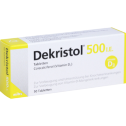 Verpackungsbild (Packshot) von DEKRISTOL 500 I.E. Tabletten