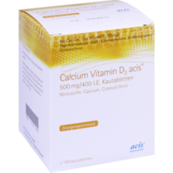 Verpackungsbild (Packshot) von CALCIUM VITAMIN D3 acis 500 mg/400 I.E. Kautabl.