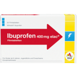 Verpackungsbild (Packshot) von IBUPROFEN 400 mg elac Filmtabletten