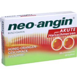 Verpackungsbild (Packshot) von NEO-ANGIN Benzydamin akute Halsschmerz.Honig-Oran.