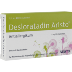 Verpackungsbild (Packshot) von DESLORATADIN Aristo 5 mg Filmtabletten