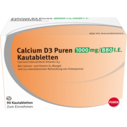 Verpackungsbild (Packshot) von CALCIUM D3 Puren 1000 mg/880 I.E. Kautabletten
