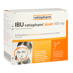 Verpackungsbild (Packshot) von IBU-RATIOPHARM direkt 400 mg Pulver zum Einnehmen