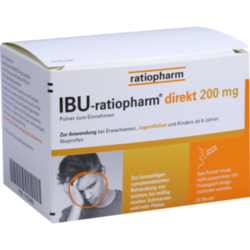 Verpackungsbild (Packshot) von IBU-RATIOPHARM direkt 200 mg Pulver zum Einnehmen