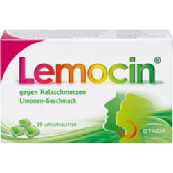 Verpackungsbild (Packshot) von LEMOCIN gegen Halsschmerzen Lutschtabletten