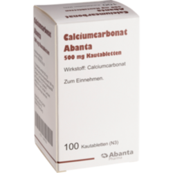 Verpackungsbild (Packshot) von CALCIUMCARBONAT ABANTA 500 mg Kautabletten