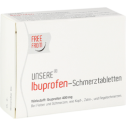 Verpackungsbild (Packshot) von UNSERE Ibuprofen-Schmerztabletten