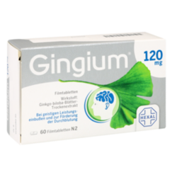 Verpackungsbild (Packshot) von GINGIUM 120 mg Filmtabletten