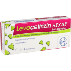 Verpackungsbild (Packshot) von LEVOCETIRIZIN HEXAL bei Allergien 5 mg Filmtabl.