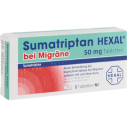 Verpackungsbild (Packshot) von SUMATRIPTAN HEXAL bei Migräne 50 mg Tabletten