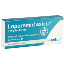 Verpackungsbild (Packshot) von LOPERAMID axicur 2 mg Tabletten