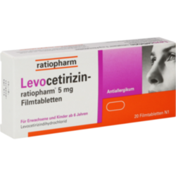 Verpackungsbild (Packshot) von LEVOCETIRIZIN-ratiopharm 5 mg Filmtabletten