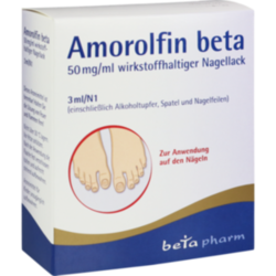 Verpackungsbild (Packshot) von AMOROLFIN beta 50 mg/ml wirkstoffhalt.Nagellack