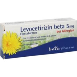 Verpackungsbild (Packshot) von LEVOCETIRIZIN beta 5 mg Filmtabletten