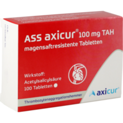 Verpackungsbild (Packshot) von ASS axicur 100 mg TAH magensaftres.Tabletten