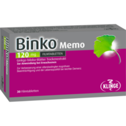 Verpackungsbild (Packshot) von BINKO Memo 120 mg Filmtabletten
