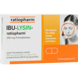 Verpackungsbild (Packshot) von IBU-LYSIN-ratiopharm 293 mg Filmtabletten
