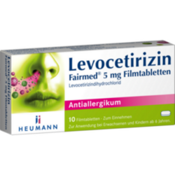 Verpackungsbild (Packshot) von LEVOCETIRIZIN Fairmed 5 mg Filmtabletten