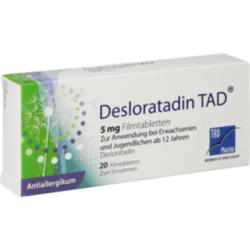 Verpackungsbild (Packshot) von DESLORATADIN TAD 5 mg Filmtabletten