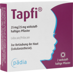 Verpackungsbild (Packshot) von TAPFI 25 mg/25 mg wirkstoffhaltiges Pflaster