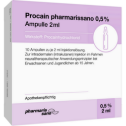 Verpackungsbild (Packshot) von PROCAIN pharmarissano 0,5% Inj.-Lsg.Ampullen 2 ml