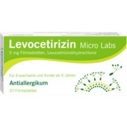 Verpackungsbild (Packshot) von LEVOCETIRIZIN Micro Labs 5 mg Filmtabletten