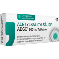Verpackungsbild (Packshot) von ACETYLSALICYLSÄURE ADGC 500 mg Tabletten