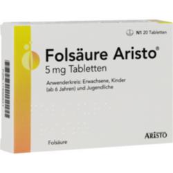 Verpackungsbild (Packshot) von FOLSÄURE ARISTO 5 mg Tabletten