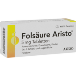 Verpackungsbild (Packshot) von FOLSÄURE ARISTO 5 mg Tabletten