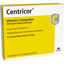 Verpackungsbild (Packshot) von CENTRICOR Vitamin C Ampullen 100 mg/ml Inj.-Lsg.
