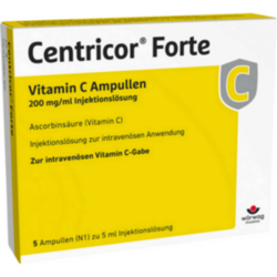 Verpackungsbild (Packshot) von CENTRICOR Forte Vitamin C Amp. 200 mg/ml Inj.-Lsg.